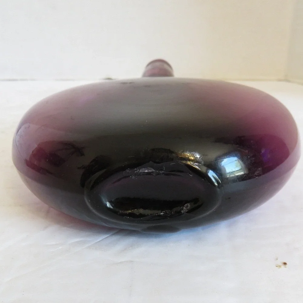 Vintage Amethyst Purple Glass Banjo Musical Instrument Decanter Vase Hand Blown